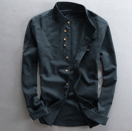 Herren leinen baumwolle hemd - leinen,