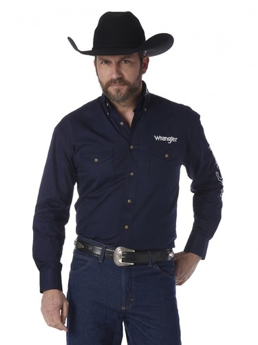 Wrangler herrenhemd marineblau - herrenhemd,