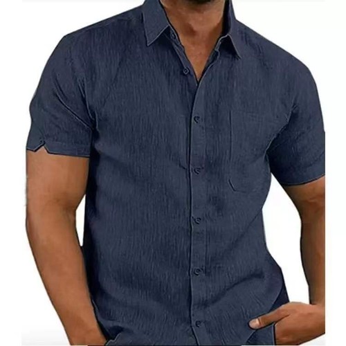 Herren kurzarm leinen hemd - 🌴herren,