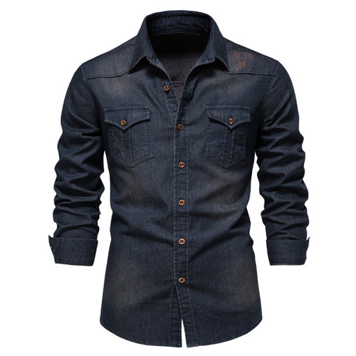 Herren jeanshemd denim blau - denim,