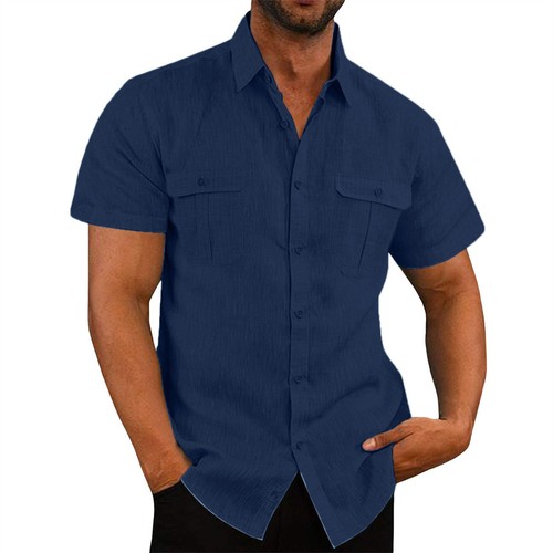 Herren kurzarm leinen hemd - kurzarm,